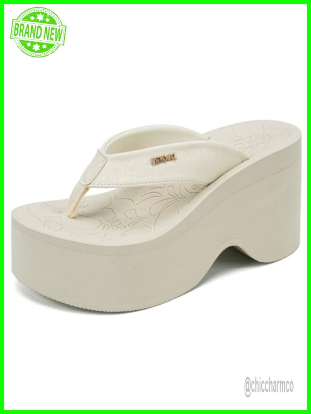 Platform Wedge Sandals with Arch Support PU Fiber Upper Rubber Sole